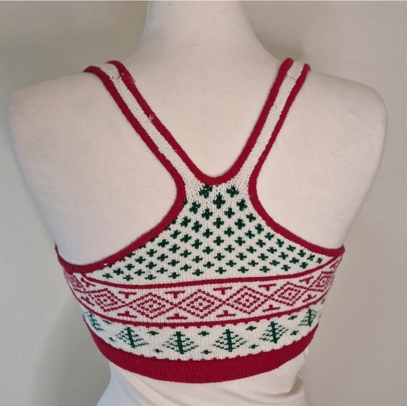 Vintage Knitty  Kitty racerback knit Christmas Bralette SZ M - Picture 4 of 6